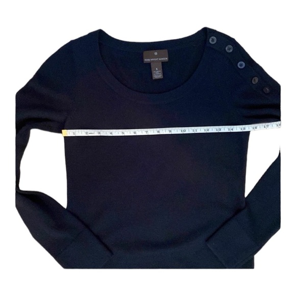 Fenn Wright Mason Navy Blue Crewneck Sweater with Buttons - Size Small - Picture 3 of 5